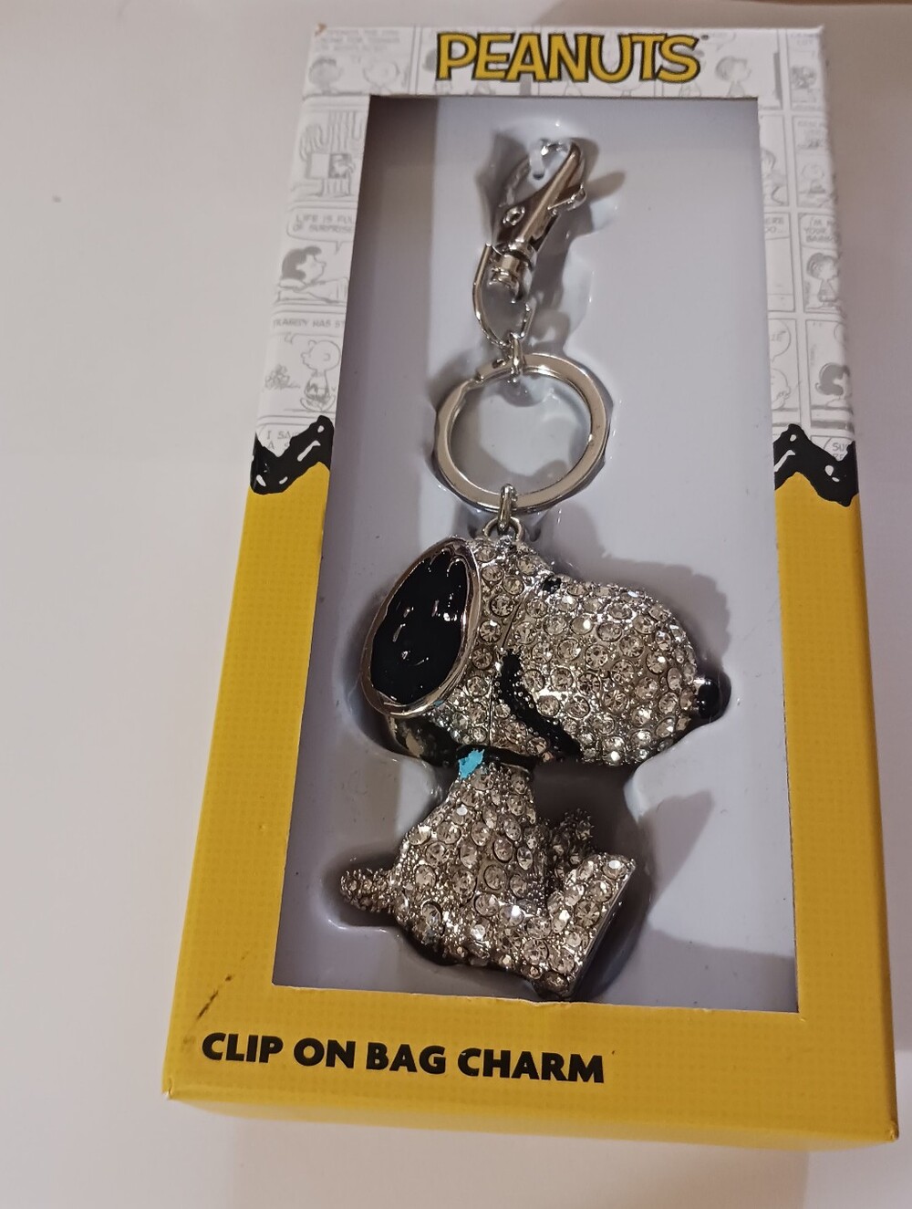 NWT Snoopy Bag Charm, Rhinestone Dog Key Chain By LArocks